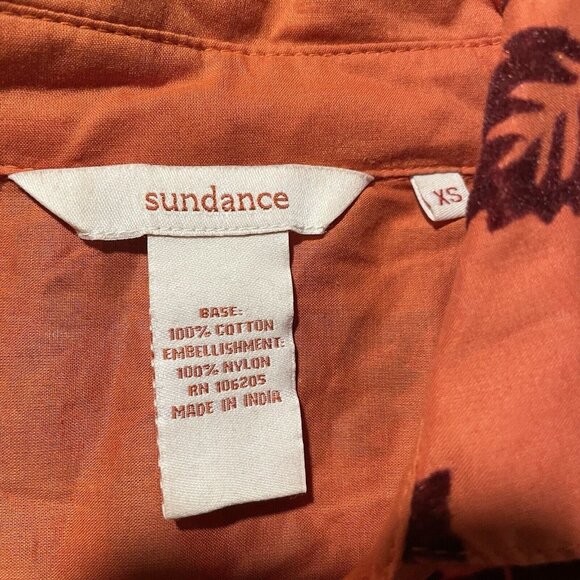 Sundance Button Up Shirt Women's Size XS Orange Burgundy Velvet Vignette Floral - Picture 4 of 8